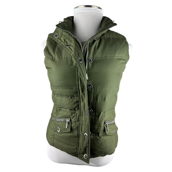 Eddie Bauer 700 Goose Down Puffer Vest Women's Small Green Quilted Snap Zip - Picture 12 of 16